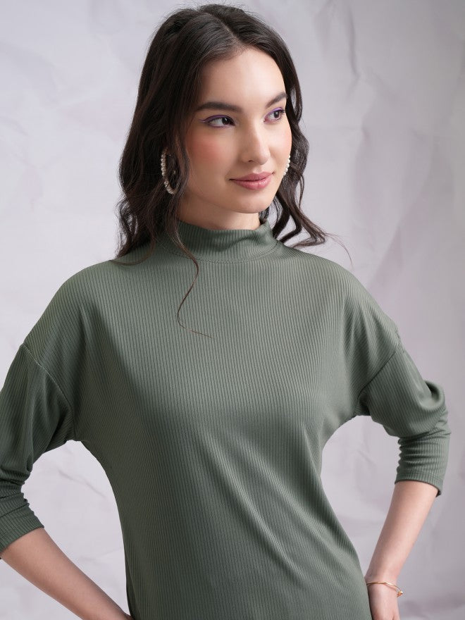 Tokyo Talkies Women Olive Top With Skirt - Olive - Image 8