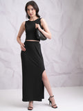 Tokyo Talkies Women Black Top With Skirt Co-Ords - Black - Image 1