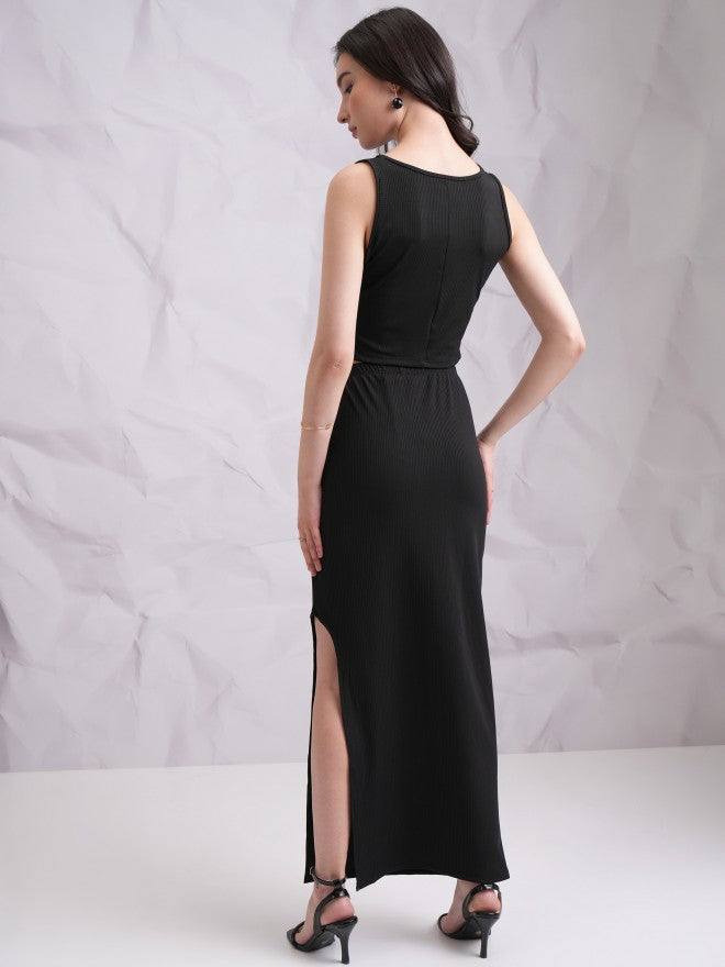 Tokyo Talkies Women Black Top With Skirt Co-Ords - Black - Image 3