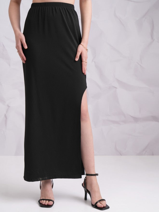 Tokyo Talkies Women Black Top With Skirt Co-Ords - Black - Image 7
