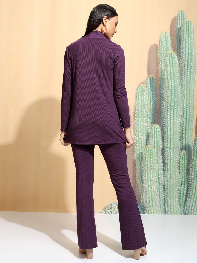Tokyo Talkies Women Purple Top With Trouser - Purple - Image 3