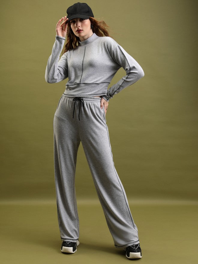 Women Sweatshirt With Trouser Co-Ords - Grey - Image 1