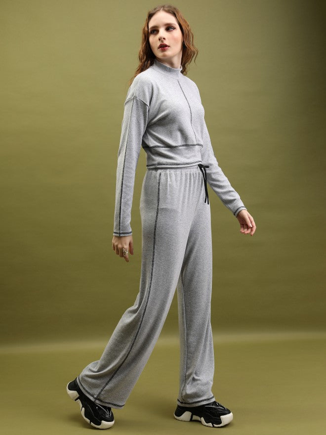 Women Sweatshirt With Trouser Co-Ords - Grey - Image 4