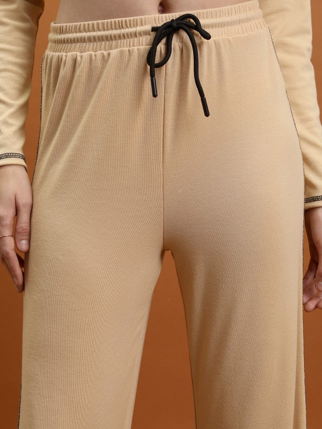 Tokyo Talkies Women Beige Top With Trouser Co-Ords - Beige - Image 6