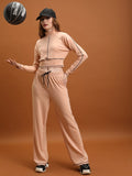 Tokyo Talkies Women Nude Top With Trouser Co-Ords - Nude - Image 1