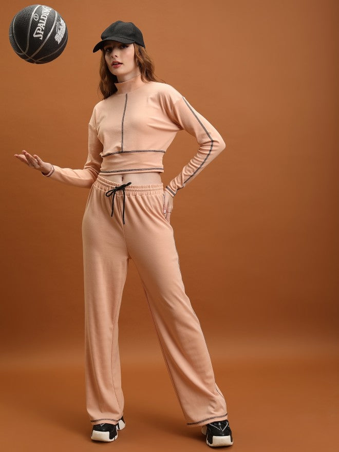 Tokyo Talkies Women Nude Top With Trouser Co-Ords - Nude - Image 1