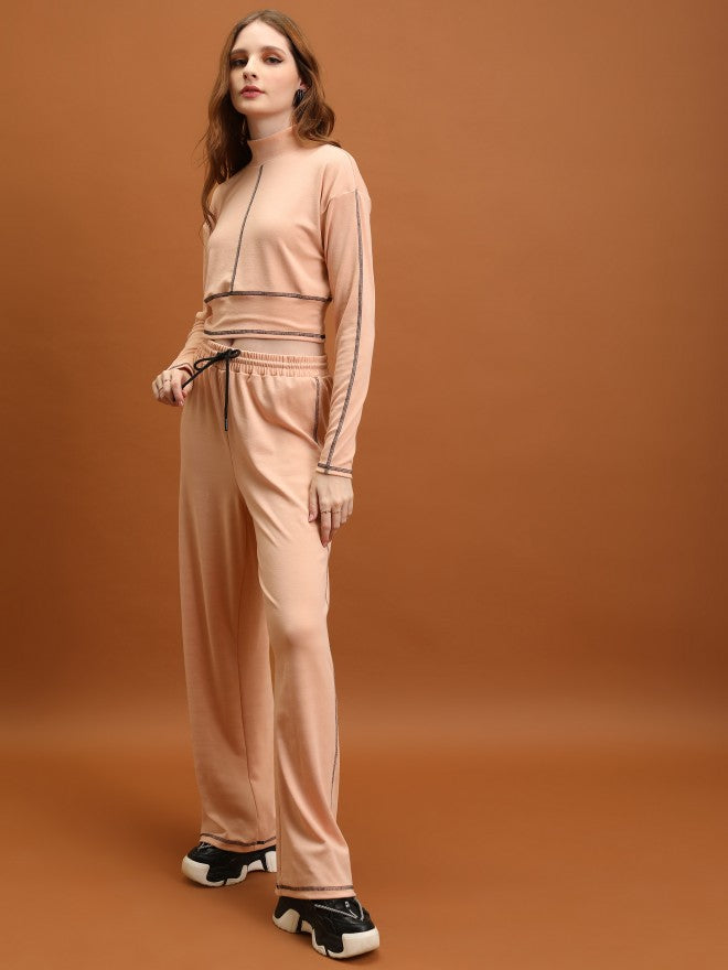 Tokyo Talkies Women Nude Top With Trouser Co-Ords - Nude - Image 2