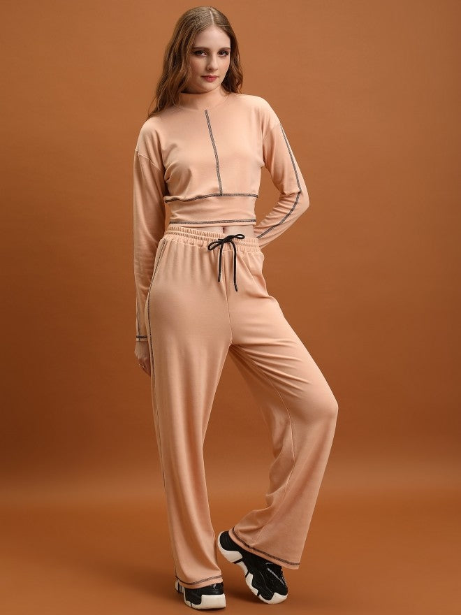 Tokyo Talkies Women Nude Top With Trouser Co-Ords - Nude - Image 4