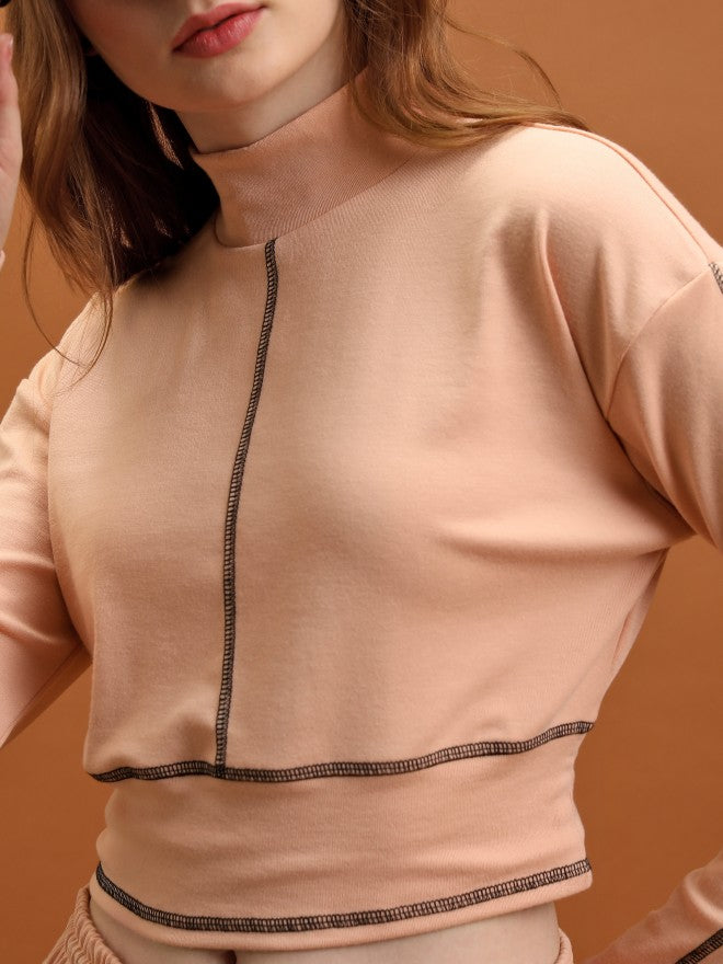 Tokyo Talkies Women Nude Top With Trouser Co-Ords - Nude - Image 5