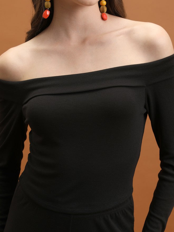 Tokyo Talkies Women Black Top With Trouser Co-Ords - Black - Image 5