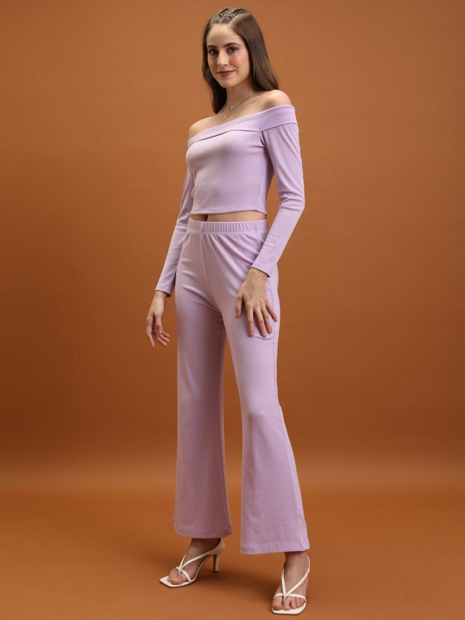 Tokyo Talkies Women Lavender Top With Trouser Co-Ords - Lavender - Image 2