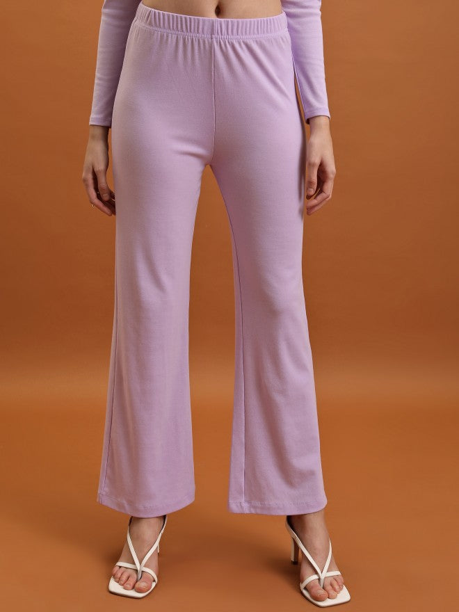 Tokyo Talkies Women Lavender Top With Trouser Co-Ords - Lavender - Image 7