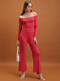 Tokyo Talkies Women Pink Top With Trouser Co-Ords - Pink - Image 1
