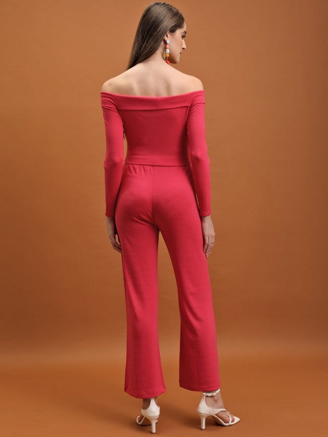 Tokyo Talkies Women Pink Top With Trouser Co-Ords - Pink - Image 3