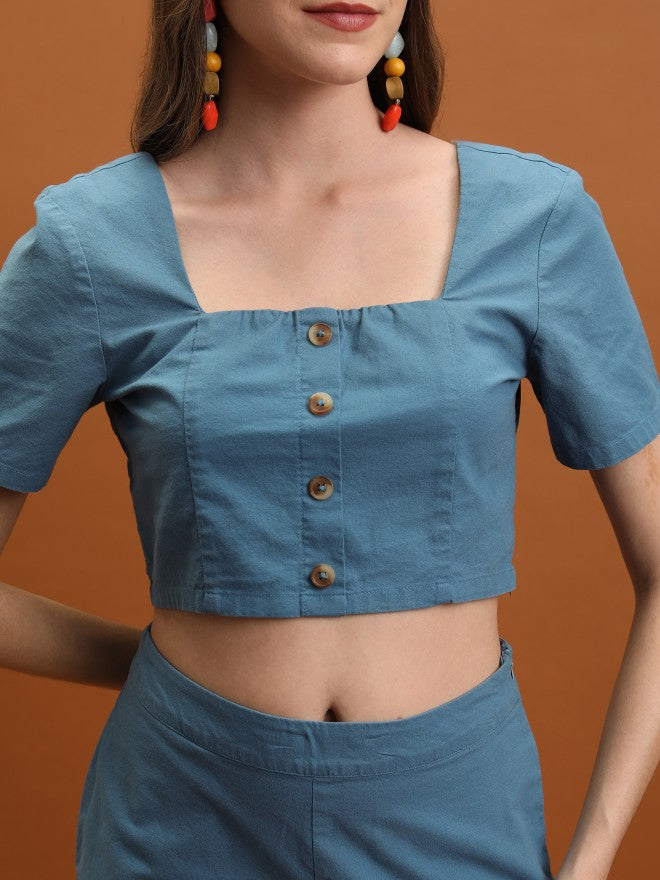 Tokyo Talkies Women Blue Top With Trouser - Blue - Image 5