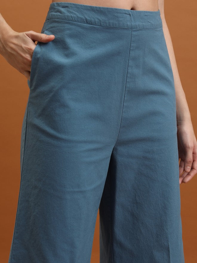 Tokyo Talkies Women Blue Top With Trouser - Blue - Image 6