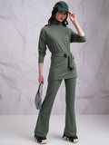 Tokyo Talkies Women Olive Top With Trouser - Olive - Image 1