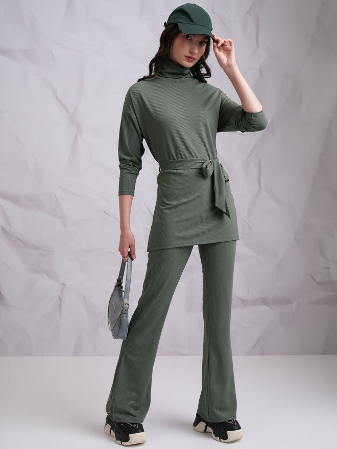 Tokyo Talkies Women Olive Top With Trouser - Olive - Image 1