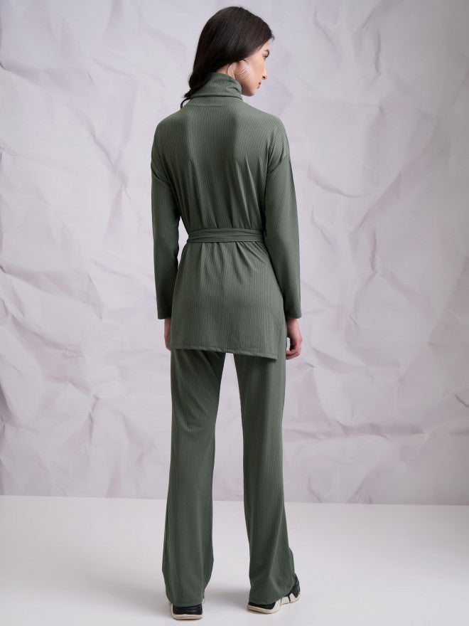 Tokyo Talkies Women Olive Top With Trouser - Olive - Image 3