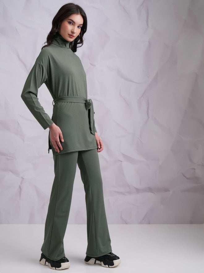 Tokyo Talkies Women Olive Top With Trouser - Olive - Image 4