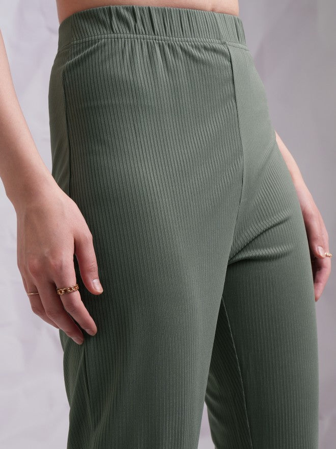 Tokyo Talkies Women Olive Top With Trouser - Olive - Image 6