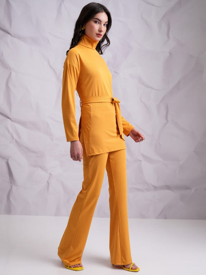 Tokyo Talkies Women Yellow Top With Trouser Co-Ords - Yellow - Image 4