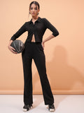Tokyo Talkies Women Black Top With Trouser Co-Ords - Black - Image 1
