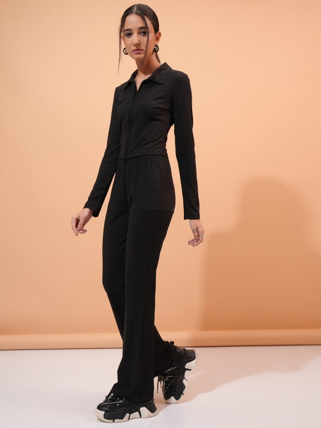 Tokyo Talkies Women Black Top With Trouser Co-Ords - Black - Image 2