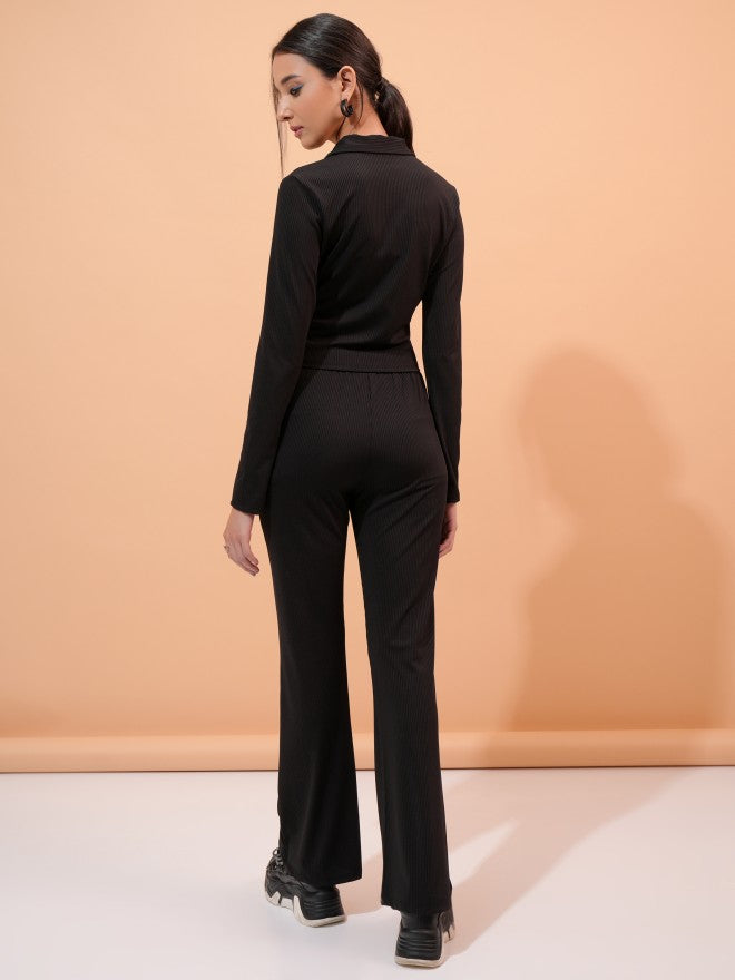 Tokyo Talkies Women Black Top With Trouser Co-Ords - Black - Image 3