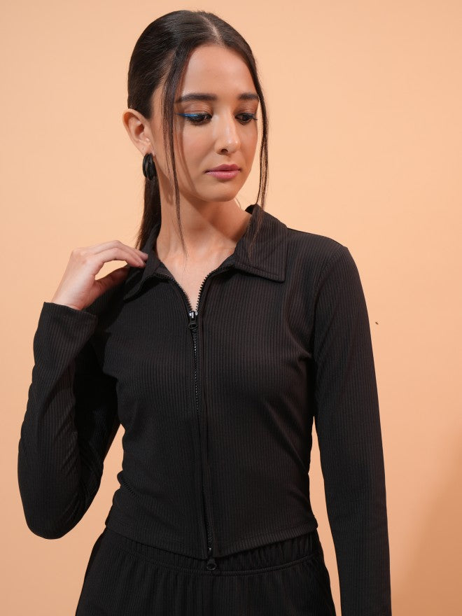 Tokyo Talkies Women Black Top With Trouser Co-Ords - Black - Image 8