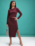 Tokyo Talkies Women Burgundy Top With Skirt Co-Ords - Burgundy - Image 1