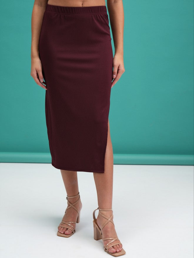 Tokyo Talkies Women Burgundy Top With Skirt Co-Ords - Burgundy - Image 7