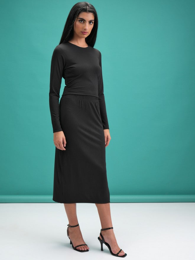 Tokyo Talkies Women Black Top With Skirt Co-Ords - Black - Image 4