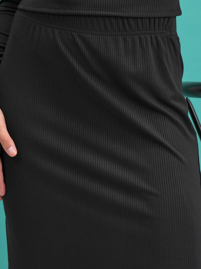 Tokyo Talkies Women Black Top With Skirt Co-Ords - Black - Image 6