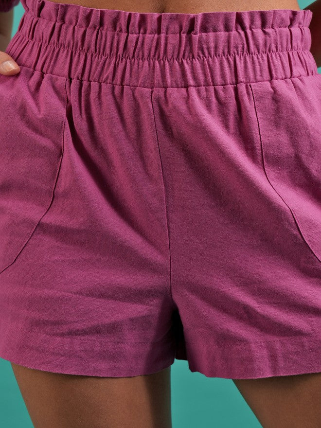 Women Top With Shorts Co-Ords - Pink - Image 7