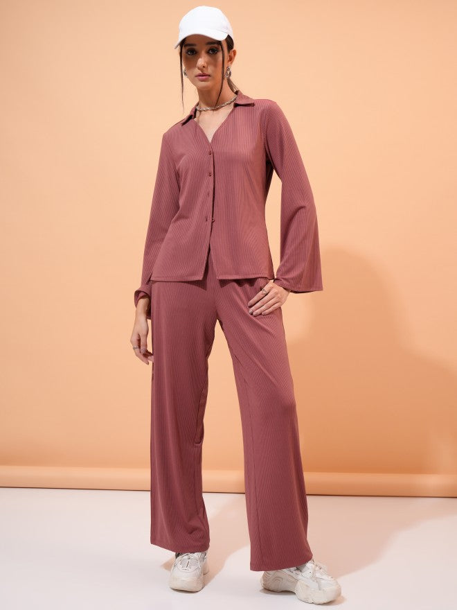 Tokyo Talkies Women Rose Top With Trouser - Rose - Image 1