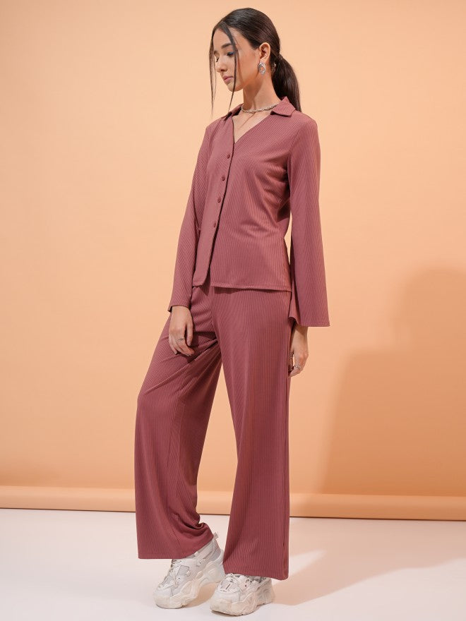 Tokyo Talkies Women Rose Top With Trouser - Rose - Image 2