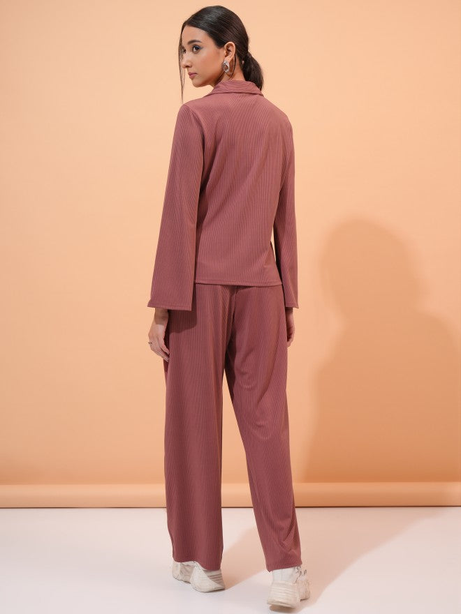 Tokyo Talkies Women Rose Top With Trouser - Rose - Image 3