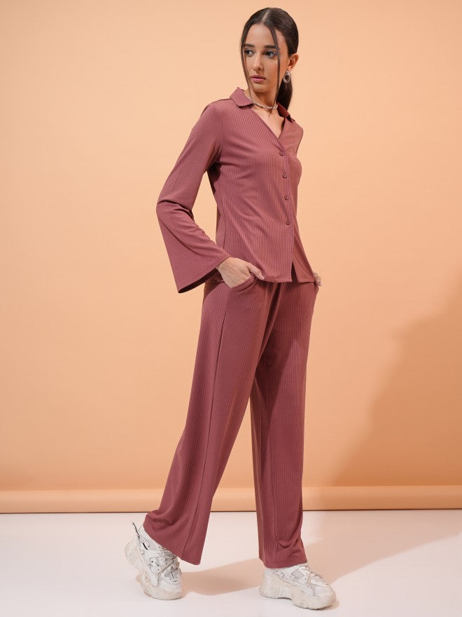 Tokyo Talkies Women Rose Top With Trouser - Rose - Image 4