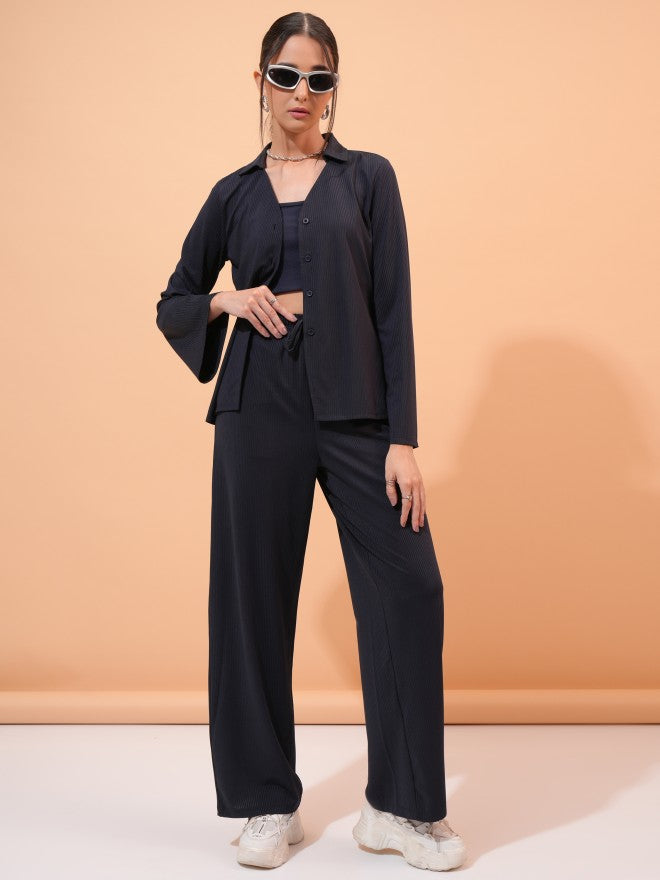 Tokyo Talkies Women Navy Blue Blazer With Trouser - Navy Blue - Image 1