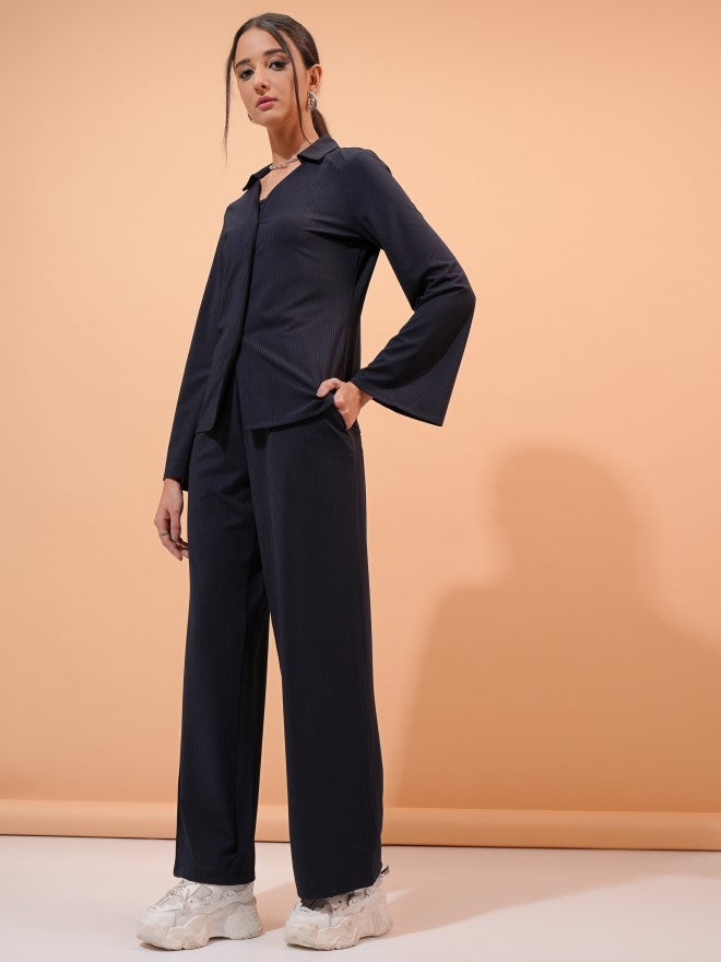 Tokyo Talkies Women Navy Blue Blazer With Trouser - Navy Blue - Image 2