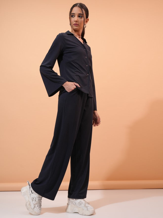 Tokyo Talkies Women Navy Blue Blazer With Trouser - Navy Blue - Image 4