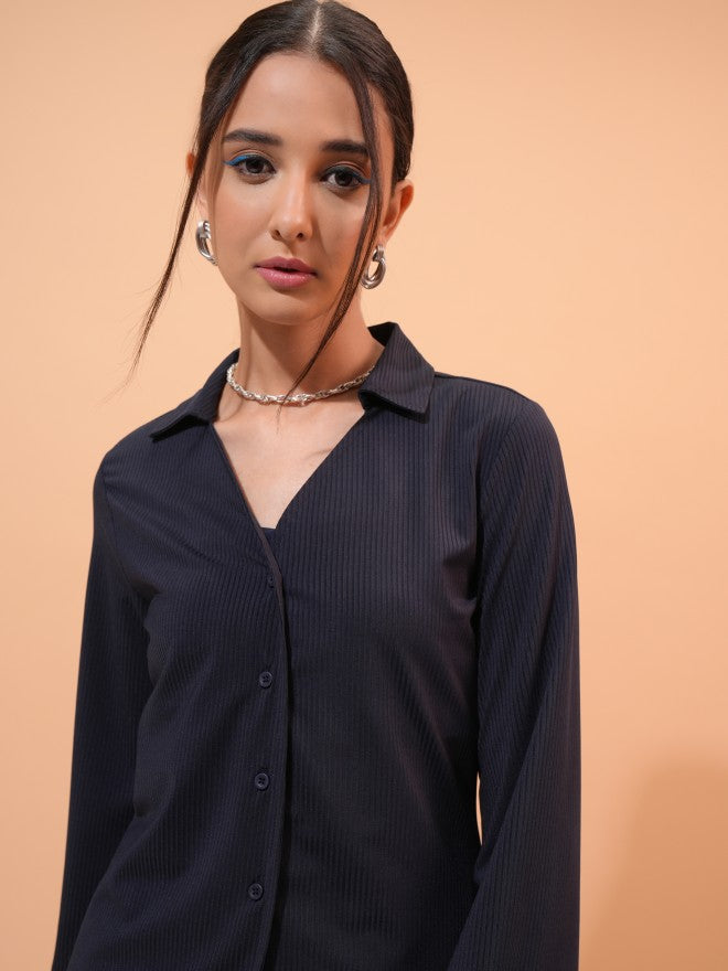 Tokyo Talkies Women Navy Blue Blazer With Trouser - Navy Blue - Image 5