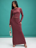 Tokyo Talkies Women Rose Top With Skirt Co-Ords - Rose - Image 1