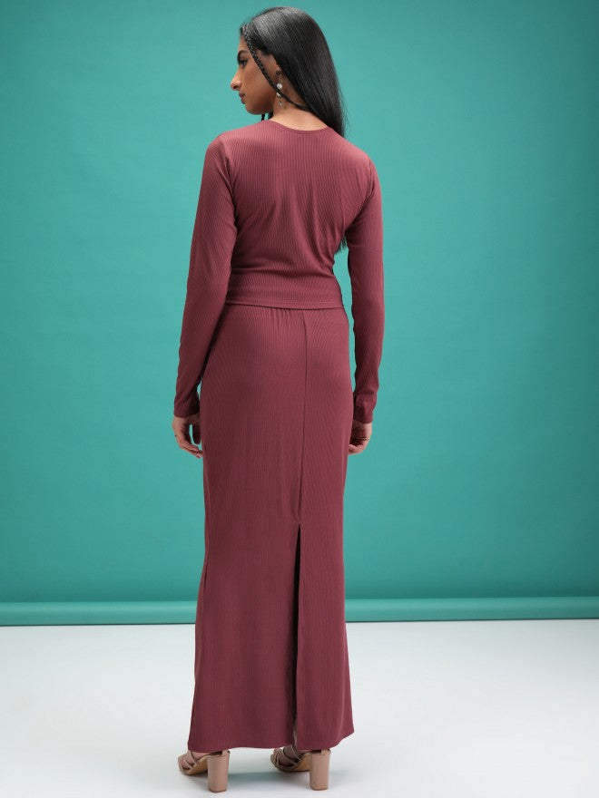 Tokyo Talkies Women Rose Top With Skirt Co-Ords - Rose - Image 3