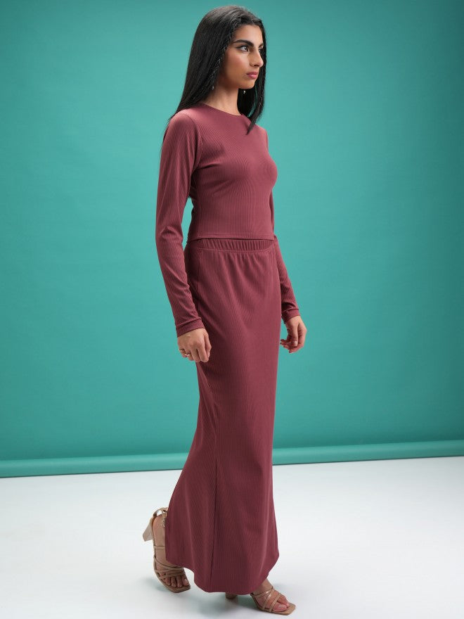 Tokyo Talkies Women Rose Top With Skirt Co-Ords - Rose - Image 4