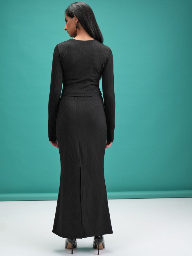 Tokyo Talkies Women Black Top With Skirt Co-Ords - Black - Image 3