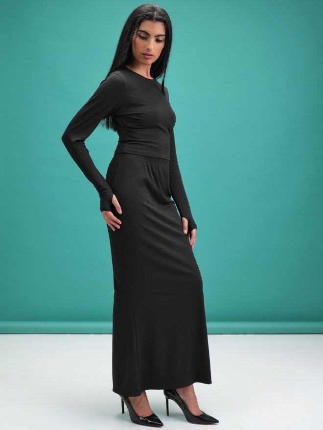 Tokyo Talkies Women Black Top With Skirt Co-Ords - Black - Image 4