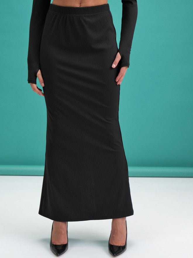Tokyo Talkies Women Black Top With Skirt Co-Ords - Black - Image 7