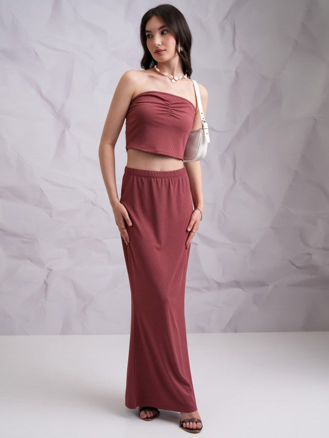 Tokyo Talkies Women Rose Top With Skirt - Rose - Image 1